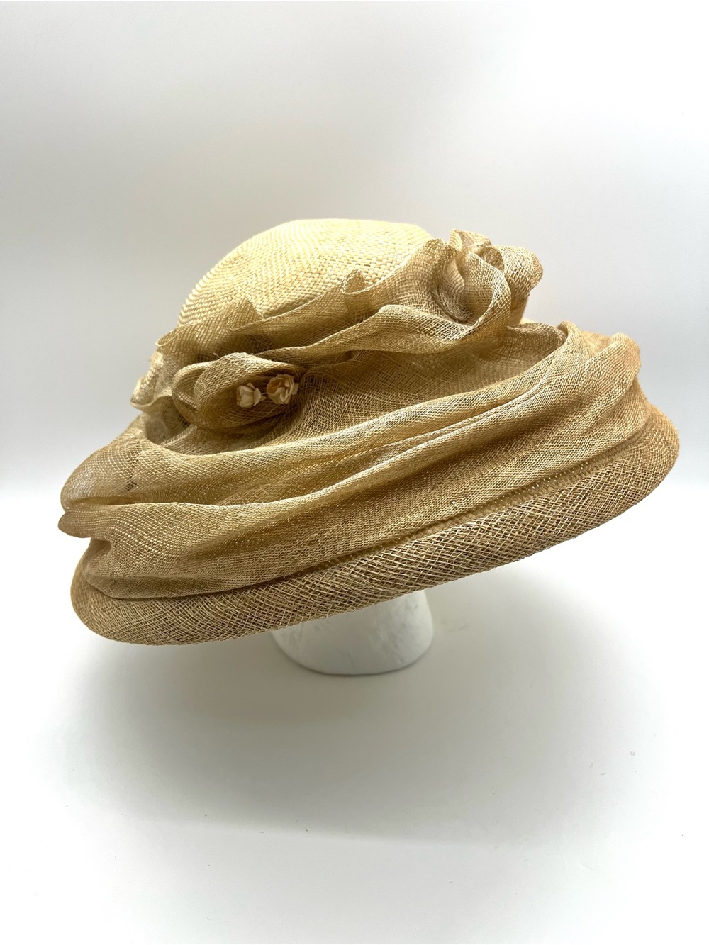 Angiolo Frasconi Firenze Italy Straw Wide Brim Hat Floral Mesh Vintage